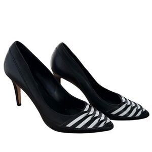 Y2K‎ VTG White House Black Market Pumps Heels Pointed Toe Leather Stripe Shoe